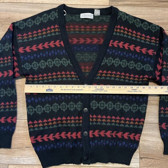 Men's VTG Sweater Graphix Knit Cardigan SZ MEDIUM Multicolor Aztec Grandpa Retro - Picture 5 of 8